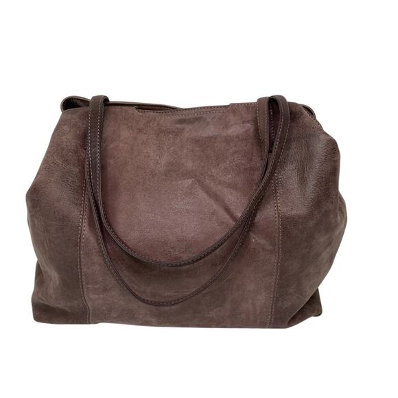 Hobo Kingston Shiny Sheen Brown Leather Tote Bag Purse Large Tassels - Picture 5 of 16